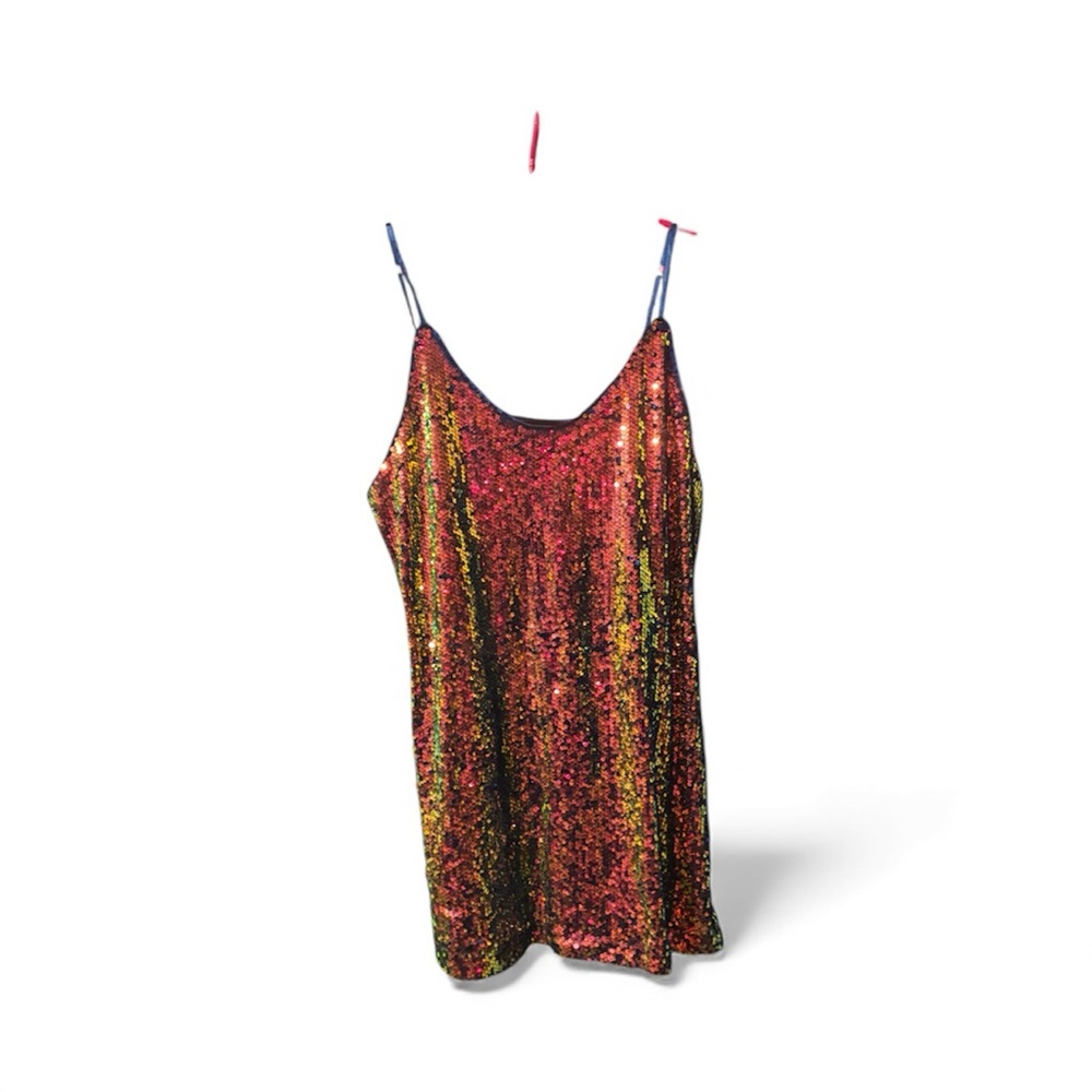 Allegra K Sequin Dress – Multicolor Shift (Pink/Yellow/Blue/Green) – XL